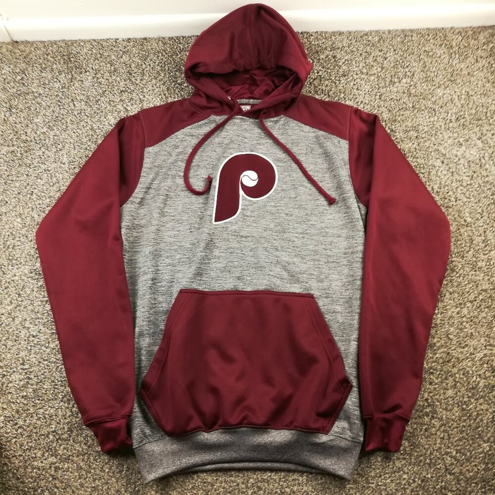 Philadelphia Phillies Hoodie Majestic Cooperstown Sweatshirt Mens Medium Tall